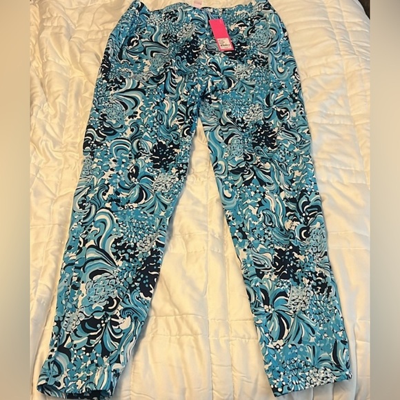 NWT Lilly Pulitzer 29" Rici Stretch Jogger Pants Resort White Mermazing - Picture 6 of 8